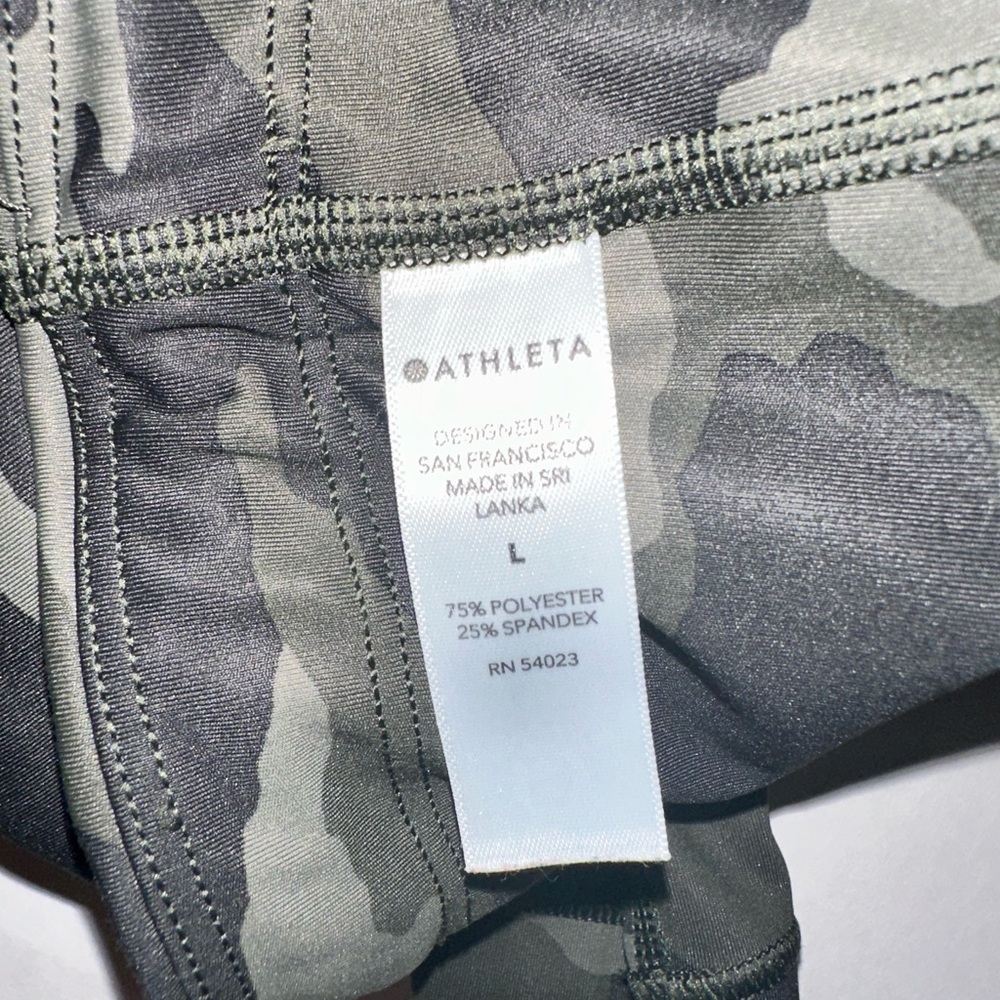 Athleta Ultimate Stash Pocket‎ Green Camo 7/8 Length Tight Women’s Size Large - Picture 8 of 11